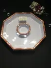 TOMMY BAHAMA MELAMINE Platter Tray 14” Veggie chip n dip White w/ Bamboo