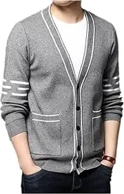 [N\P] NP Men's Autumn Winter Simplicity line Jacket V Neck Casual Knitted