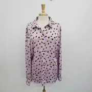 Asos Womens Lilac Stars Long Sleeve Button Front Blouse Top Size16 Tall NWT