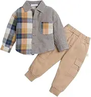 [Hopscotch] Boys Multicolor Cotton and Polyester Checkered Shirt And Jogger Set