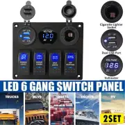 2X Car Marine Boat 4 Gang Waterproof Circuit Blue LED Rocker Switch Panel Breake (for: Renault)