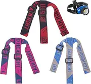 uxcell 3-Pack Headlamp Strap Replacement Headband, High Elastic Headlamp Adjustable Bicycles Head Band Belt for Flashlight Camping Riding [Gray Blue, Blue Pink, Black Red, 1.65"/42mm]