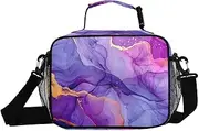 Marble Abstract Texture Insulated Lunch Box for Women Men - Ideal for Work, Picnics - Includes Adjustable Shoulder Strap