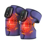 Heating Knee Massage Pad Protection Vibration Red Light Vibrador Joint Pain Relief Instrument Swelling Arthritis Leg Elbow Blue 2PCS
