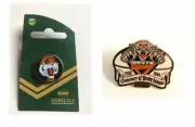 SET OF 2 BALMAIN TIGERS NRL TEAM HERITAGE LOGO PIN & WESTS TIGERS CENTENARY PIN