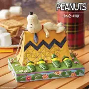 ✤ New JIM SHORE PEANUTS Figurine SNOOPY WOODSTOCK CAMPING Scout Sleep Bag Tent