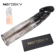 Bigger Penis Extender Enlarge Girth MAN Enhancer Realistic Sleeve Condoms Sheath