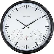 NeXtime Waterproof Clock, Thermometer and Hygrometer, Black, 50,8 cm