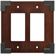 (5 Pack) Brainerd - Rowland Double Rocker Wall Plate - Charcoal Ebony and Soft