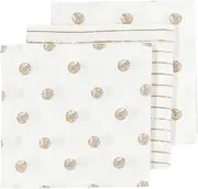 Meyco Baby Dot Stripe Muslin Squares, 3-Piece (Muslin Nappies, Muslin Cloths Made of 100% Cotton, Absorbent & Quick Drying, Multifunctional), Sand