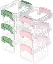 6 Packs Small Storage Bins with Lids, Mini Stackable Plastic Storage Co