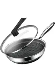 Hybrid Nonstick 12.5Inch 316 Stainless Steel Pan, PFOA Free Wok, Dishwasher O...