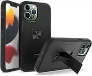 Black Case for iPhone 12 Pro Max with Stand, Drop Protection, No Fading, No Yellowing Case for Men Women