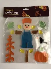 Harvest Gel Clings - Scarecrow with Pumpkin and Leaves (NEW)