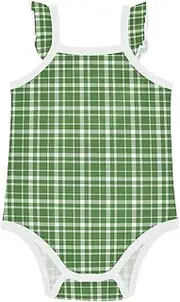 [FRODOTGV] Baby Girls' Green Plaid St Patrick's Day Sleeveless Ruffle Sleeve Jumpsuit Baby Clothes 3 Months, Green Plaid St. Patrick's Day, 24M, St Patrick's Day Green Plaid, 24M, St Patrick's Day Green