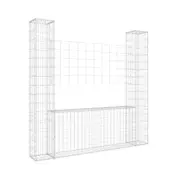 U Shape Gabion Basket With 2 Posts Iron 140 X 20 X 150 Cm