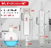 lab glassware Soxhlet extractor set kit 500ml bulb condenser 24/29 50/42