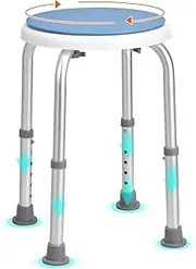 [VEVOR] Shower Chair 360 Degree Rotating, Adjustable Height Shower Stool Seat, Bath Chair for Inside Shower or Tub, Non-Slip Bench Bathtub Seat Stool for Elderly Disabled Handicap, 136.08kgs Capacity