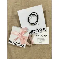 在飛比找蝦皮購物優惠-Pandora 潘朵拉Moments 黑色皮革雙圈手鏈