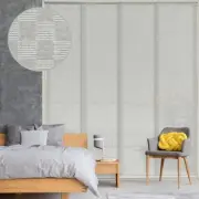 Godear Design Sliding Hanging Room Divider with 23" Slats Adjustable Width Gray