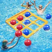 Pool Toys Games Set- Inflatable Pool Toy with 10 Balls - Pool Games for Adults Teens Kids 2-10 Players - Pool Party Decorations (Yellow)