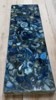 Blue Agate Stone Countertop Handmade Gemstone Modern Cafeteria & Kitchen Slab