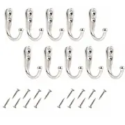 Holder Rack Hook Coat Hat Clothes Robe 10X Hooks Wall Hanger Stainless Steel