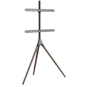 Brateck Lumi FS12-46F Artistic Easel Studio 45-65" TV Floor Stand - Includes Anti-slip Rubber Pads Weight Cap up to 32Kgs - Built-in Cable Management - Matte Black & Walnut Colour [FS12-46F]