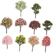 Abaodam 10pcs Miniature Trees Mixed Plastic Faux Plants for Scenery for Train Railroad Architecture Crafts and Landscape Projects Realistic Miniature Model Decor