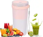 Blender Smoothie Maker, Mini Mixer To Go 300 ml, Rechargeable Personal Juicer Blender, Portable Mixer for Travel, Office, Gym (Pink)
