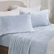 NY Loft Ultra Soft Micro Fleece Sheets Set with Extra Deep Pockets | Extra Soft Velvet Fleece Sheet Set | Super Plush Polar Fleece | Velvet Plush Cozy Warmth | Full - Glacier Blue