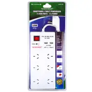 Ultracharge Power Strip 6-Socket Surge Protector 1m Cord with 2x USB Ports (White)