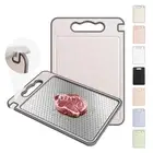 2 in 1 Stainless Steel Cutting Board with Handle Non-toxic Chopping Large Big...