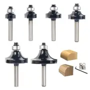 6pcs Roundover Router Bit Set - Round Over Router Bits 1/4 Shank with 6 Beari...