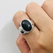 Big Oval Black Onyx Gemstone Ring For Men 925 Silver ring For Men Jewelry