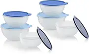[Tupperware] Heritage Wonderlier 12 Piece Food Storage Bowl Set in Clear/Blue- Dishwasher Safe & BPA Free - (6 Bowls + 6 Lids)