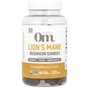 Om Mushrooms, Lion's Mane Mushroom Gummies, Strawberry, 60 Vegan Gummies (0.5 g per Gummy)