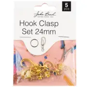John Bead Hook Clasp Set 24mm 5/Pkg-Gold 1401153