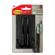 Command X-Large Matte Black Triple Hook, 1 3 Strips, Damage