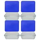 Pyrex 7212 11-Cup Glass Storage Dish w/ 7212-PC Cadet Blue Plastic Lid (4-Pack)
