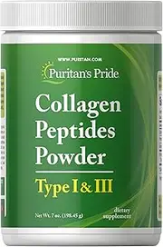 Collagen Type I & III Easy to Mix Powder, Supports Healthy Skin, Bones and Joints, 7 oz by Puritan's PridePuritan's Pride Collagen Powder Type I & III