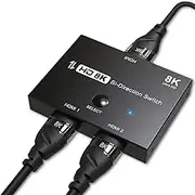 Wedorat PS5 Switch Converter Adapter 2.1 Ultra HD 8K High Speed 48Gbps Directional HDMI Switcher Only 2 in 1out 8K@60Hz 4K@120Hz Converter Compatible with PS5/PS4/Xbox/Switch/Projectors/Monitors