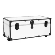 Seward Trunks Storage Trunk 17.5" Dual Lock-Down W/ 1-Handle Faux Wood White
