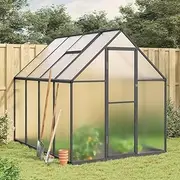 Large Walk-in Greenhouse Anthracite with Base Frame | UV-Resistant Polycarbonate, Weather-Resistant Aluminium Frame, Ample Grow Space 224x169x195 cm