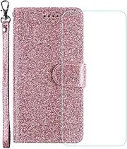 LCEHTOGYE Cover for Xiaomi 13 Ultra + HD Tempered Glass,Shell PU BracketBumper Protective Back Case - Anti-Scratch Screen Protector for Xiaomi 13 Ultra-YSSF - Pink