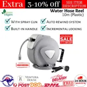 10M Retractable Water Hose Reel Garden Storage Spray Gun Auto Rewind Plastic New