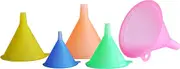 Mirenlife 5 Sizes Candy Colors Plastic Funnel Set for General Purpose, Lab Car Kitchen Home Tools, Liquids Dry Goods