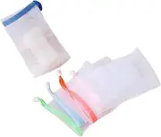 VICASKY 5pcs Exfoliating Mesh Soap Saver Pouch Soap Mesh Bag Bubbles for Body and Facial Cleansing Convenient Storage Random Color
