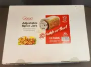 Adjustable Glass Spice Jars Set Of 12 Premium Seasoning Shaker Rub Container