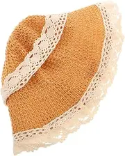[Homoyoyo] Boy Girl Hat with Lace Decoration Lightweight Uv Beach Cap for Girls for Outdoor Activities and Breathable Material Beige